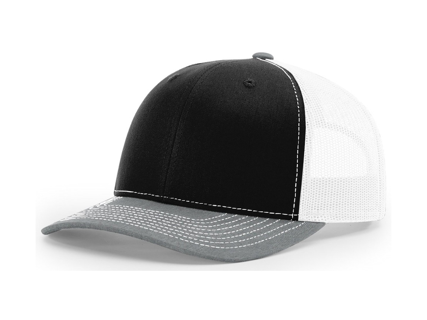 Richardson 112 Trucker in Black/ White/ Heather Grey
